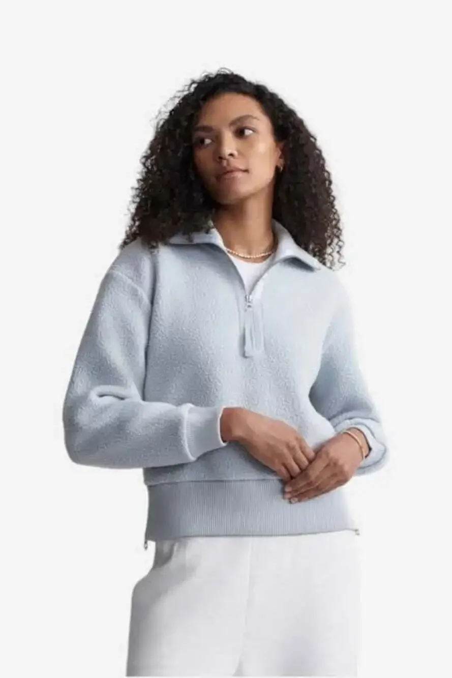 Varley Women's Size Small Blue Roselle Long Sleeve Half Zip Fleece Sweater